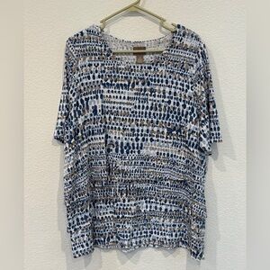 Chico's 3 Tier Layered Relaxed Blue and White Tunic- Size 16-18
